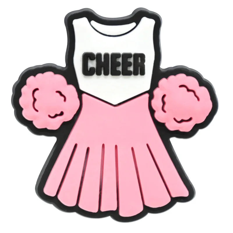 Cute Cheerleading Shoe Charms Decoration for Crocs Pin Accessories Charms Bracelet Wristband DIY Shoe Party Gifts