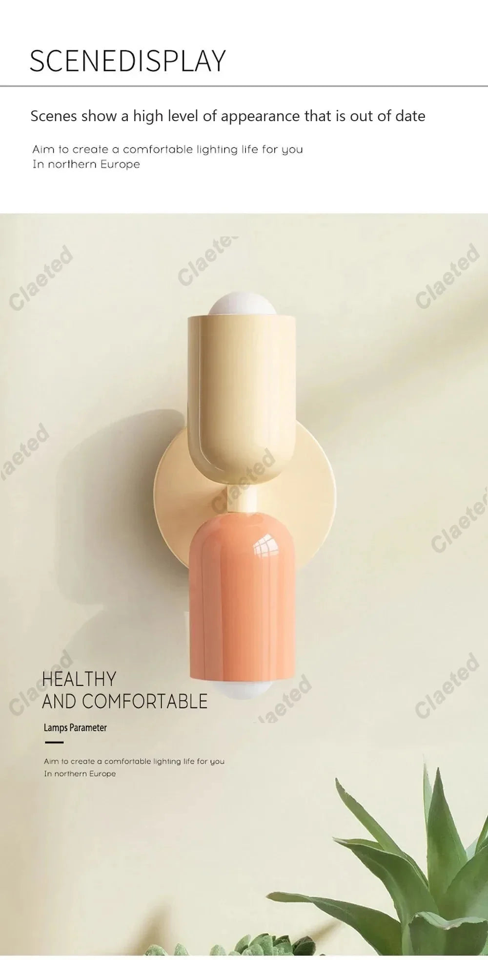 LED Wall Lamp Modern Simple Cream Double Head Light for Living Room Bedroom Besides Study Interior Decoration Fixture