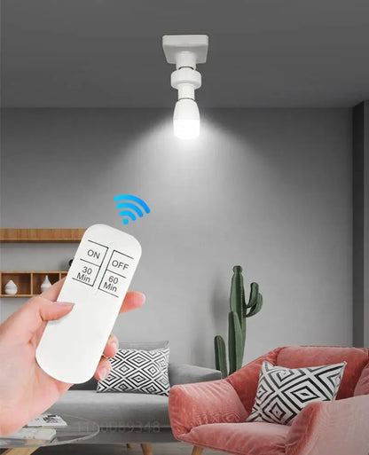 Smart Switch Wireless Remote Control E27 110V-240V Timer LED Lamp Holder Socket ON/OFF 15M Range Smart Device AA Battery Powered