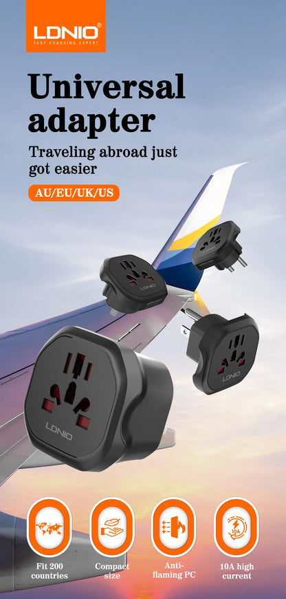 LDNIO Universal Travel Adapter EU Kr Plug Adaptor To Universal European To American Plug 48mm Converter For Travel Accessories