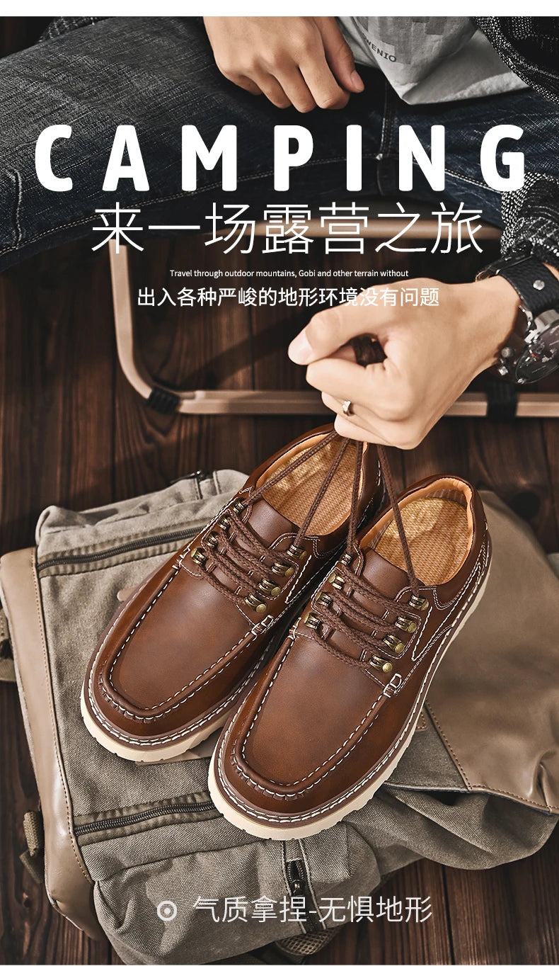 Outdoor Hiking Shoes Men Sneakers Summer Slip on Casual Men Shoes Breathable Suede Leather Shoe Anti-skid Walking Shoes Footwear