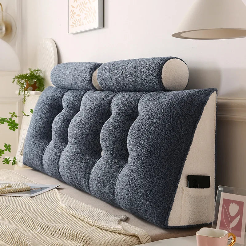 Headboard Pillow Lambswool Triangle Cushion Backrest Pain Relief Sofa Waist Cushion Wedge Sleeping Pillows for Bed Decorative 이불