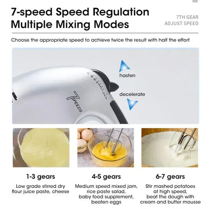 Electric Flour Blender Egg Beater Handheld Food Cake Bread Baking Dough Mixer for Kitchen Cooking 7 Speed Cream Blender