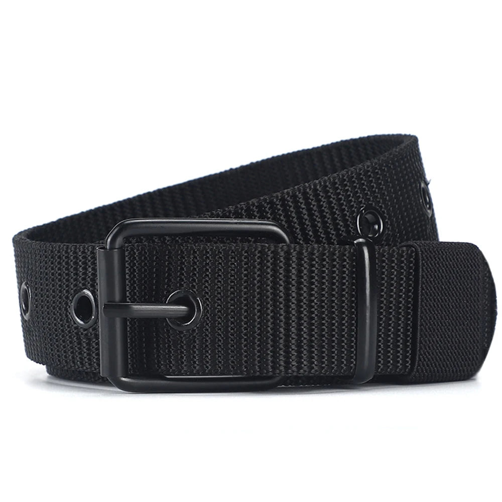 Perforated Canvas Belt Men's Needle Buckle Belt Student Youth Korean Adjustable Multi-Hole Belt Student Jeans Belt