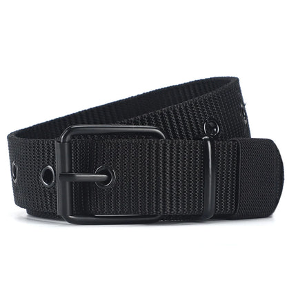 Perforated Canvas Belt Men's Needle Buckle Belt Student Youth Korean Adjustable Multi-Hole Belt Student Jeans Belt