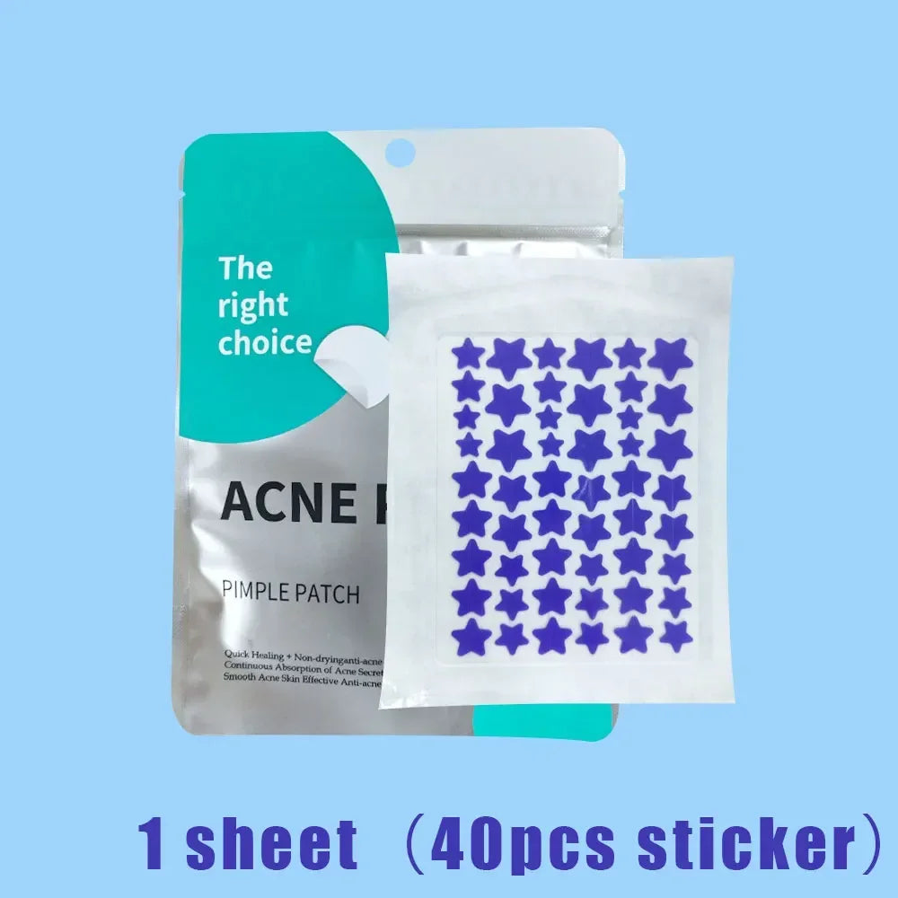 40pcs Colorful PE Pimple Patches Cute Star Shaped Cover Sticker Invisible Pimple Cover Removal Pimple Patch Skin Care