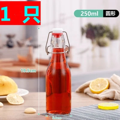 Enzyme Bottle,Bartender Tool,Fresh Lemon Lime Kitchen Oil Bottle,Jars With Lid Seal Buckle Plastic Storage Container Glass
