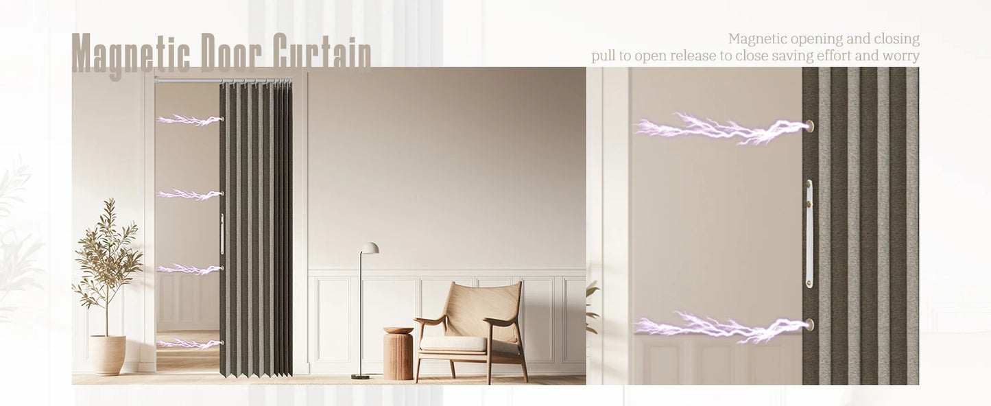 Magnetic Door Curtain Pleated Door Curtain Folding Door Curtains Accordion Door Closet Door Curtain Invisible Applicable