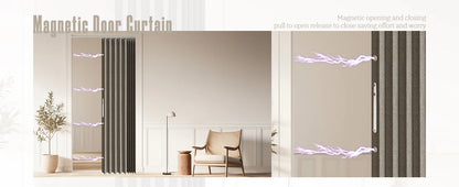 Magnetic Door Curtain Pleated Door Curtain Folding Door Curtains Accordion Door Closet Door Curtain Invisible Applicable