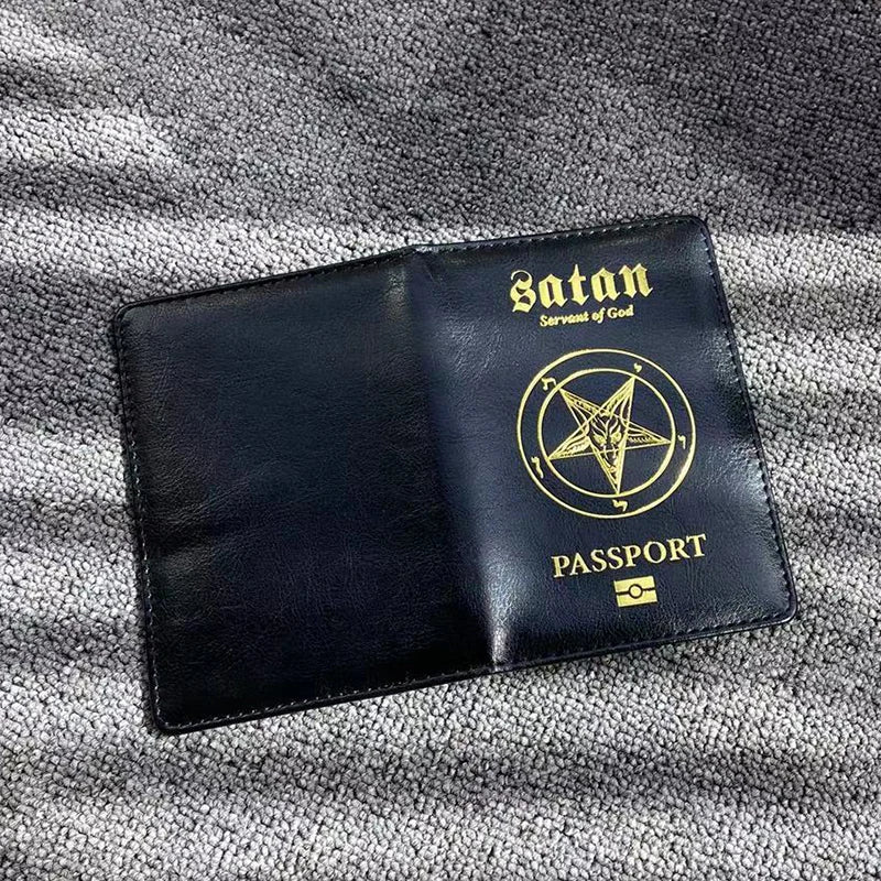 Satan Servant of God Passport Holder Pu Leather Passeport Case Women Travel Wallet Covers for Passports
