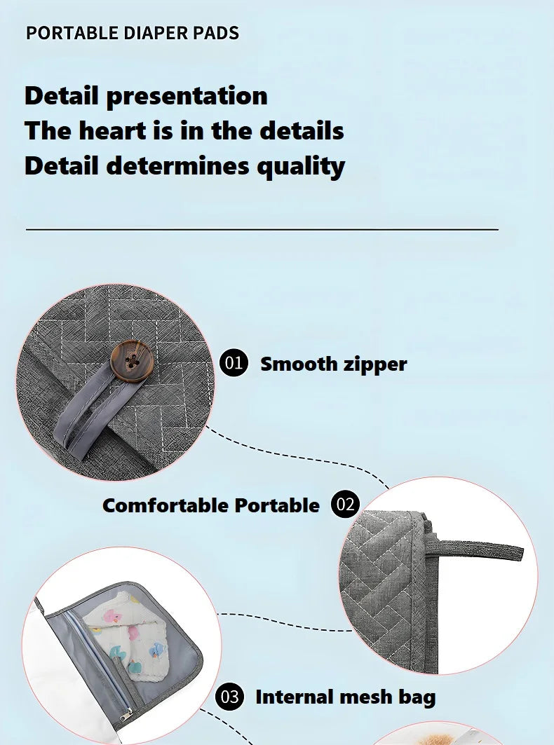 Portable Diaper Pads | Lightweight Waterproof Ramie Pads for Baby Travel & Home Use