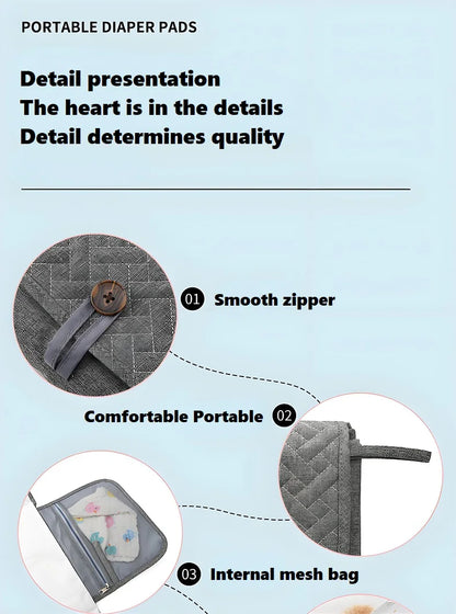 Portable Diaper Pads | Lightweight Waterproof Ramie Pads for Baby Travel & Home Use