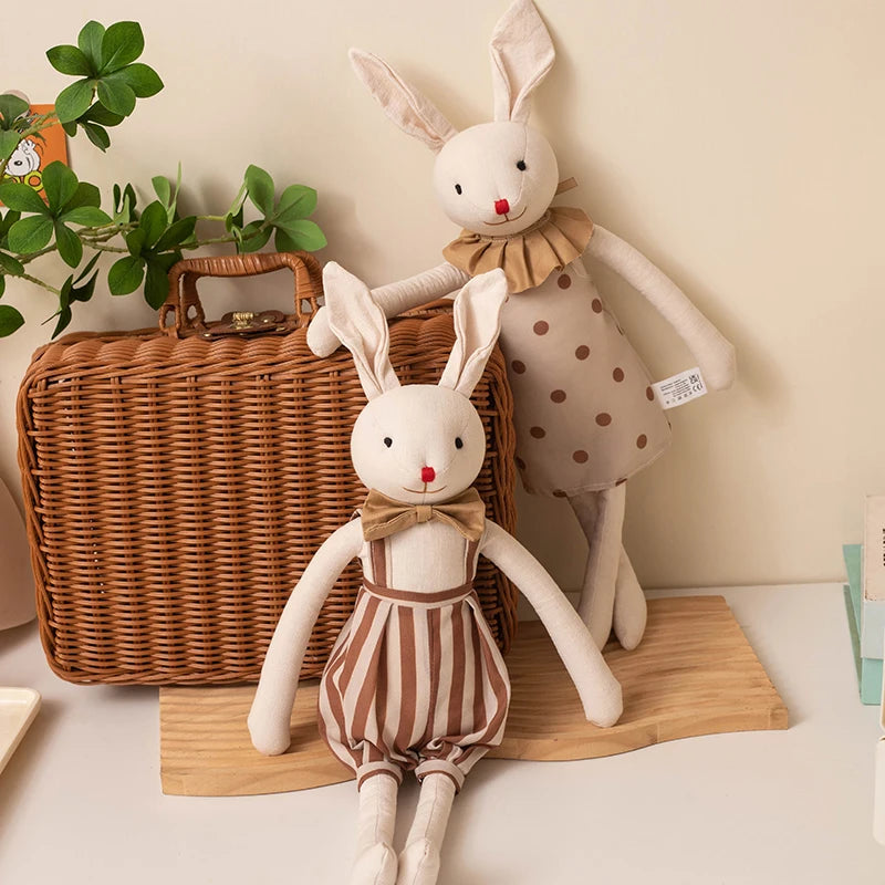 Stuffed Bunny Cloth Dress Toys Smoothing Toy for Infant Cuddling sleep doll for Girls Handmade Diversity Brown Rabbit Plushie