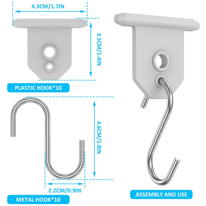 10Pcs Sturdy Awning Hooks for RV S Shaped Camping Awning Hooks Metal Party Light Hangers Hats Outdoor Camper Hanging Accessories
