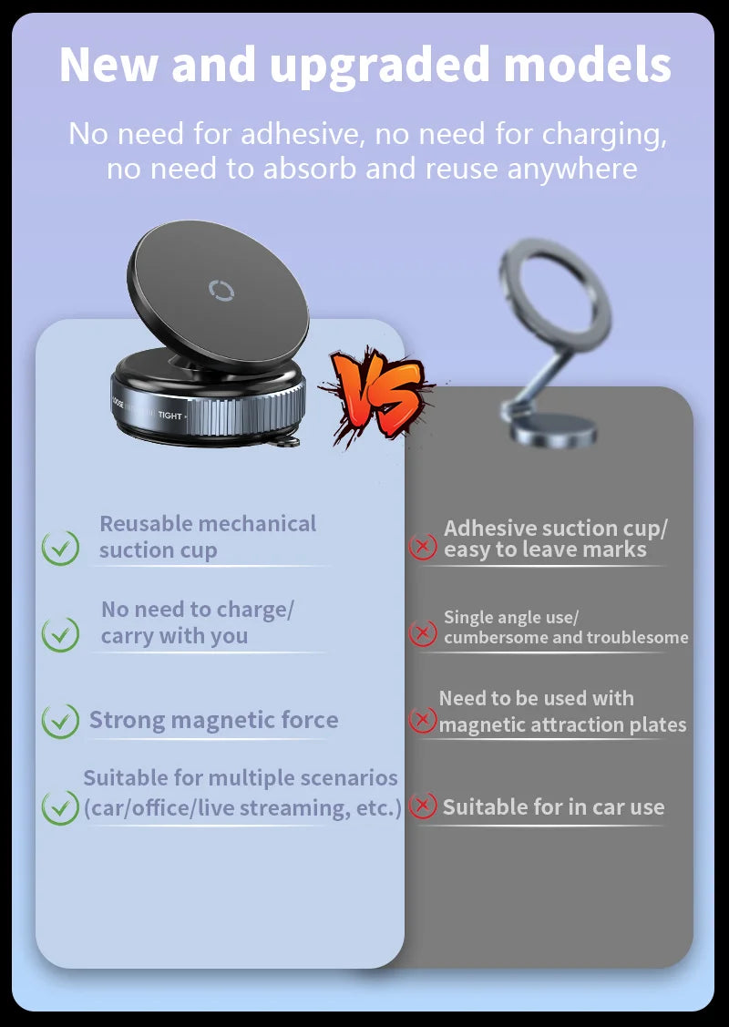 K009 Magnetic Car Mount Phone Holder Vacuum Adsorption 360° Rotation Super Strong Suction Bracket For Car Desk Bathroom 2025