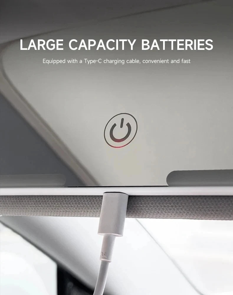 Car interior mirror, sun visor, LED high-definition makeup mirror, 3-mode touch screen adjustment,USBcharging,car makeup mirror