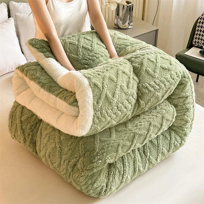 Super Thick Weighted Winter Blanket for Bed Faux Lamb Cashmere Plush Fleece Throw Queen King Size Cozy Warm Quilt Comforter