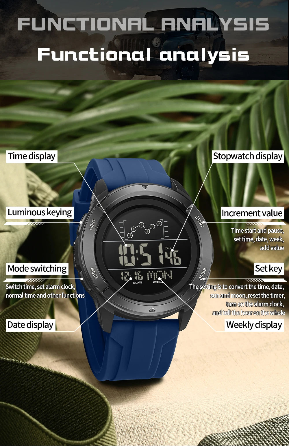 SANDA 2198 Single Monitor Male Student Electronic Watch Multifunctional Waterproof sports Student Electronic Watch 2025