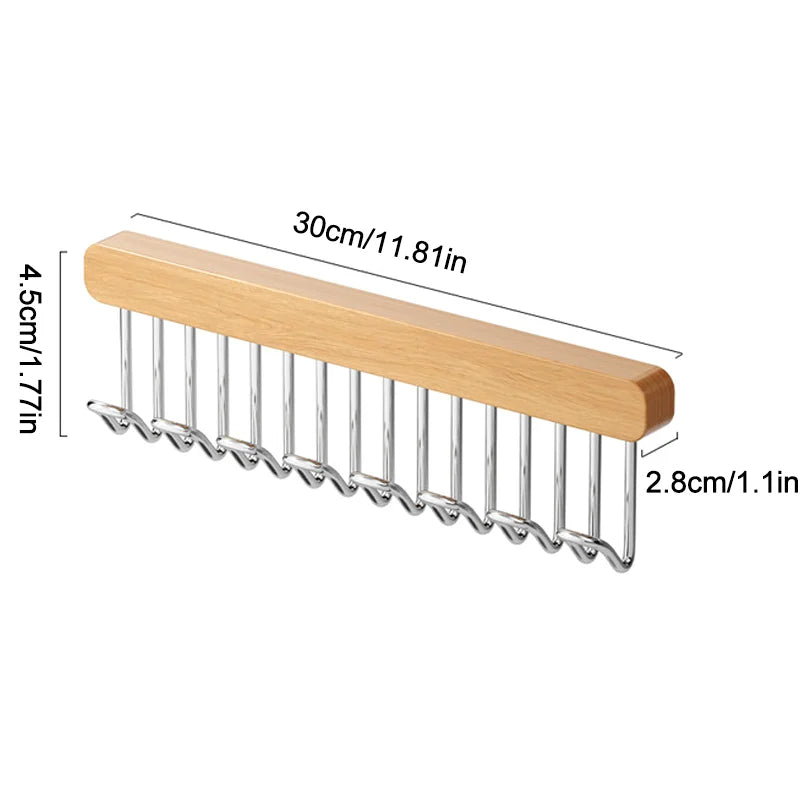 8/12 Hooks Retractable Wood Clothes Hanger Multi-functional Bra Storage Hanger Wall-mounted Wardrobe Hanger Clothes Organizer