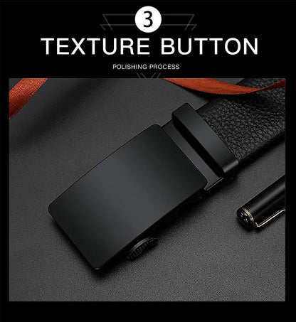 Men Leather Belt Metal Car Automatic Buckle Work Belt High Quality Men 120cm Leather Belt Business