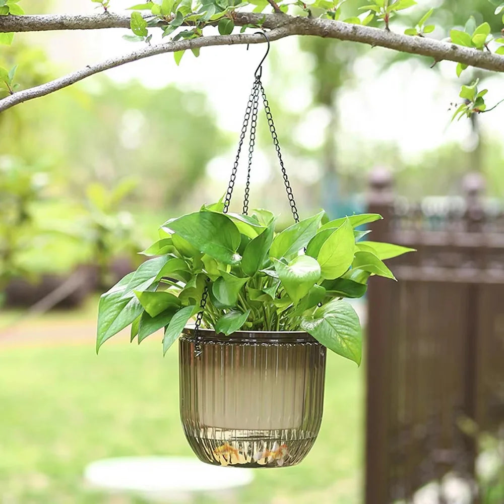 Flowerpot Self Absorbing Water Hanging 2Pcs Planter Thickened Premium Planter Hydroponic Soil Cultivation Lazy Flower Pot Garden