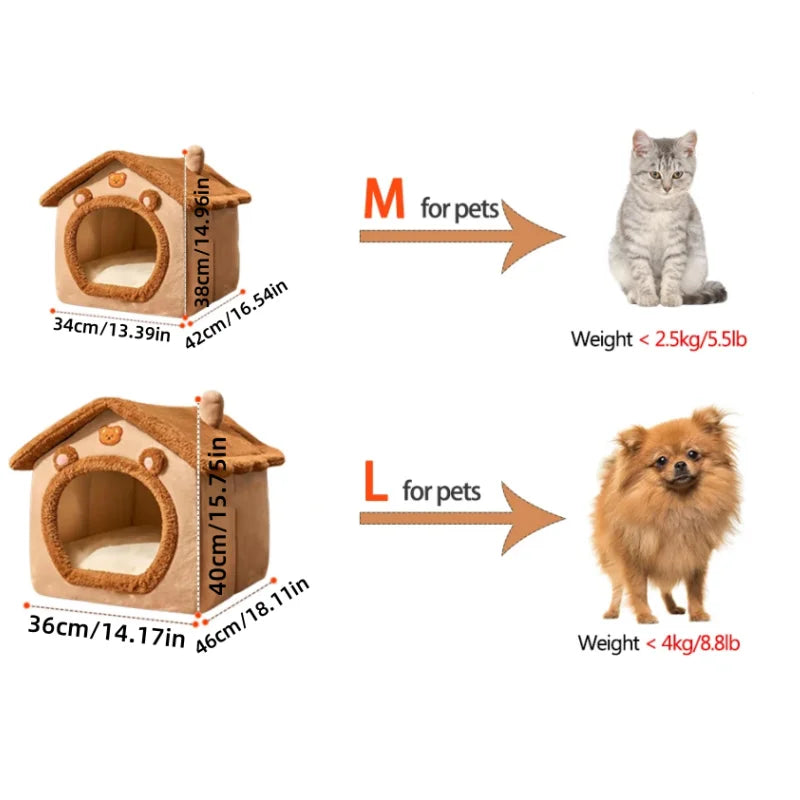 New Foldable Pet House Removable Washable Cat House Puppy Cave Sofa Pet Bed House For Extra Small Dogs And Small And Medium Cats
