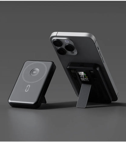 New Portable Magnetic Wireless Power Bank with Built-in Wires, Mini Stand and Fast Charging  External battery for iPhone 16