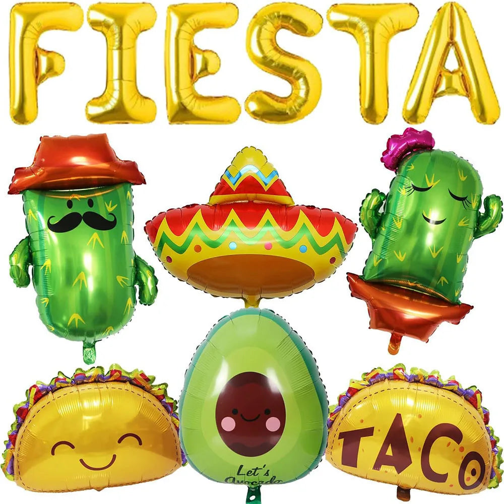 Mexican Party Decorative Balloons, Large Taco Party Decoration Balloon Set Mexican May 5Th Day Party