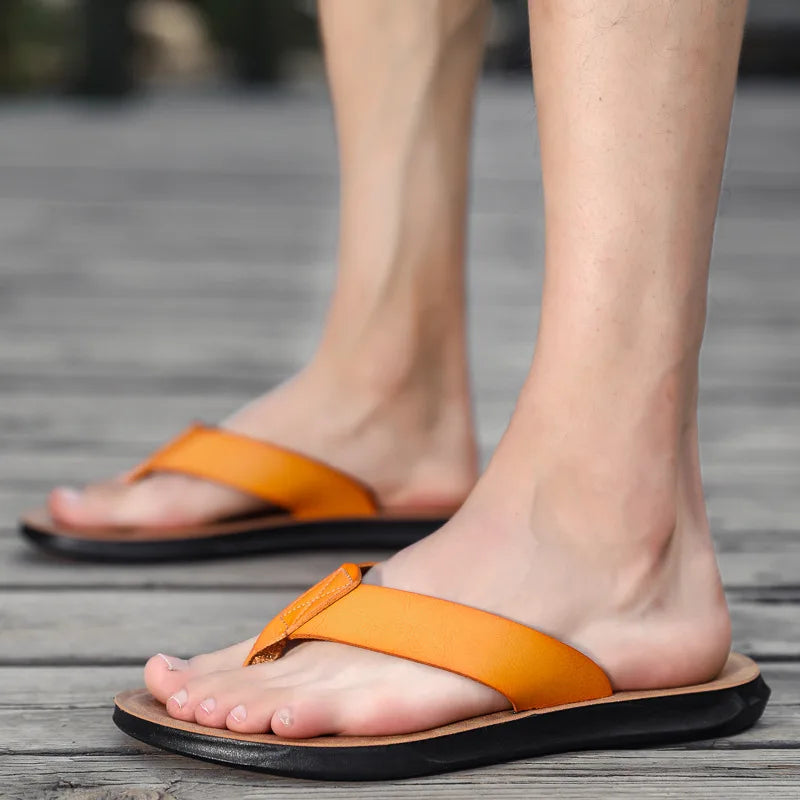 Flip Flops Men Slippers 2025 Summer New Outdoor Wear-Resistant Non-slip Male Shoes Beach Fashion WaterProof Flat Sandals for Men