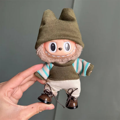 17cm Labubu Doll V1 Generation Cute Labubu Doll Outfit Sports And Casual Suits Pendant Accessories Gifts For Kids And Fans