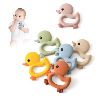 Baby Teether Food Grade Silicone Teethers Cartoon Animals Duck DIY Nursing Teething Pacifier Clip Baby Toy Teething Accessories