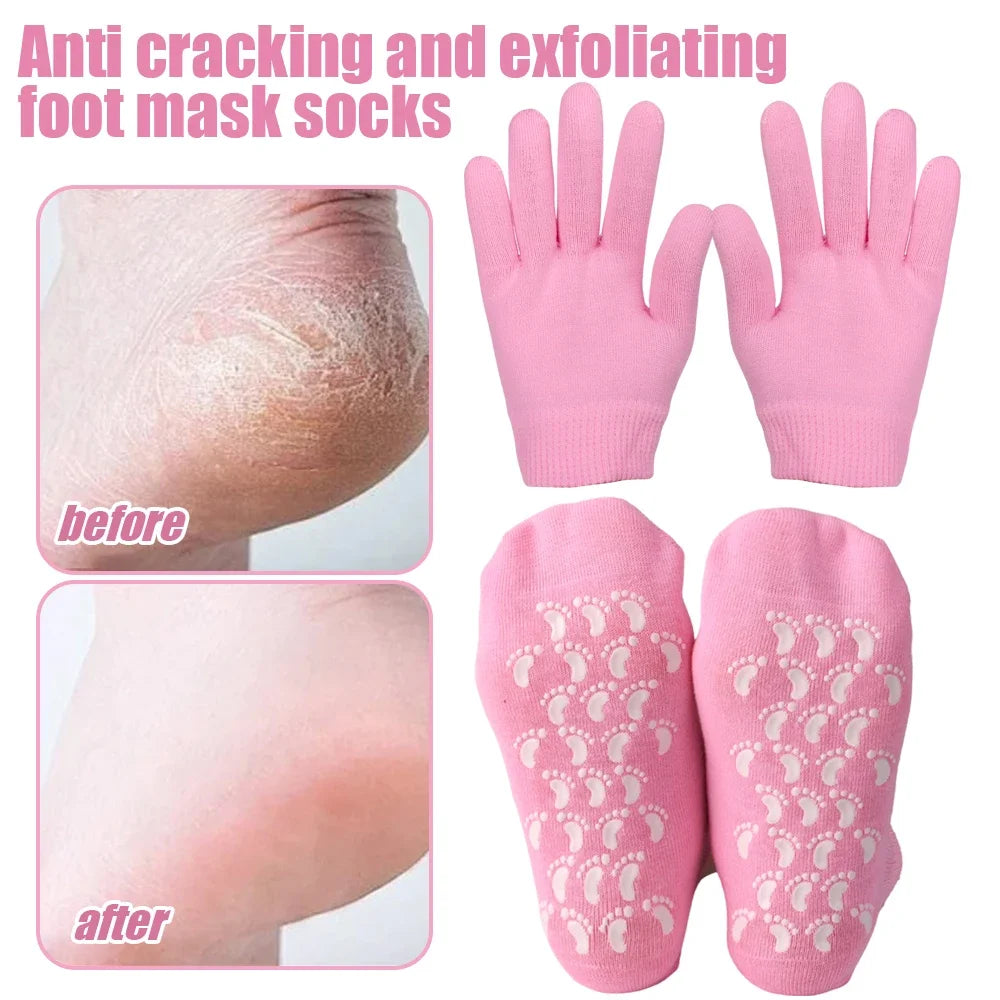 Silicone Moisturizing Mask Socks Reusable Exfoliating Anti Crack Protective Gloves Dry Dead Skin Remover Tools Hand Foot Care