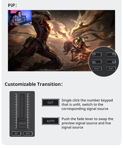 Ulanzi DD02 For Live Streaming Tool Video Mixer Video Switcher 4 CH HDMI Streaming 4K HD Screen For YUY2 MJPEG Capture Format