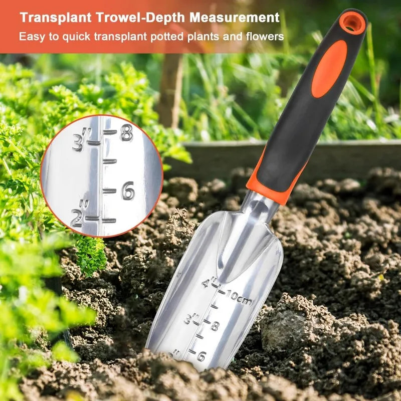 Garden Tools Set 3 Pack Heavy Duty Gardening Tool Set Include Garden Shovel Transplant Trowel and Hand Rakefor Planting