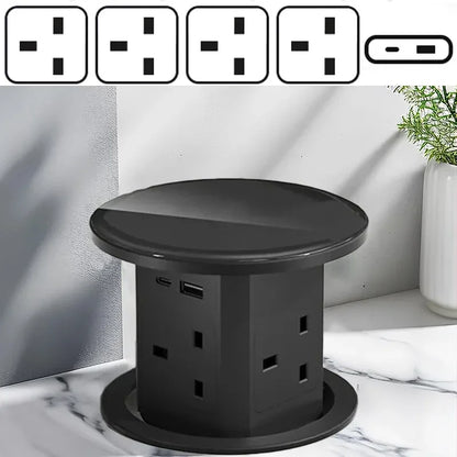 Retractable Pop Up Socket Wireless Charge USB Port US UK AU Universal Automatic Lifting Anti-Pinch Protection Outlet Desktop
