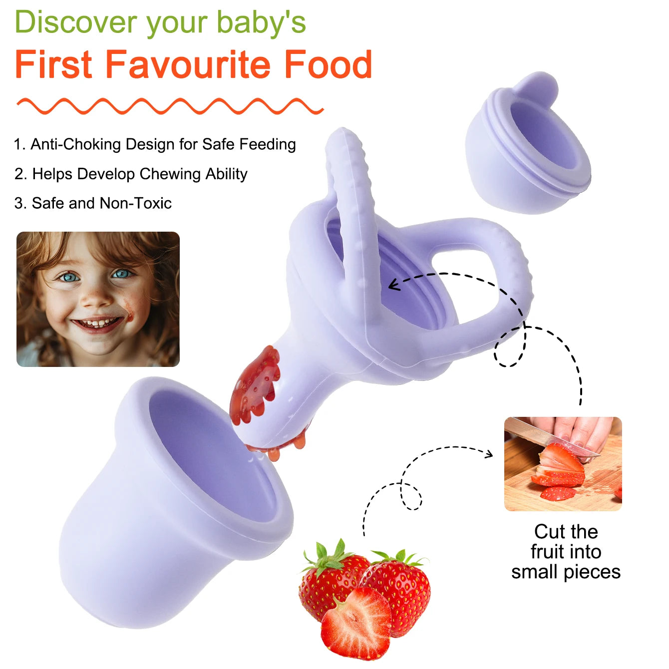 1PCS Baby Silicone Food Supplement Pacifier Pure Color Baby Tableware Portable Baby Fruit Vegatable Feeder Teether Baby Toys