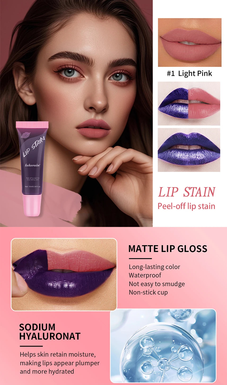 3 Colors Lip Stain Gloss Tattoo Magic Color Peel Off Mask Tint Long Lasting Waterproof Lip Gloss