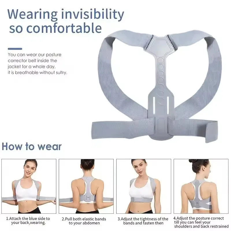 Adjustable Back Brace for Both Male and Female Use in Posture Correction to Prevent Hunchback in Aitting Posture