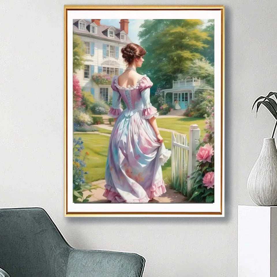 Diamond Embroidery Girl 5D DIY Diamond Painting Garden Portrait Cross Stitch Flower New Year Gift Home Décor