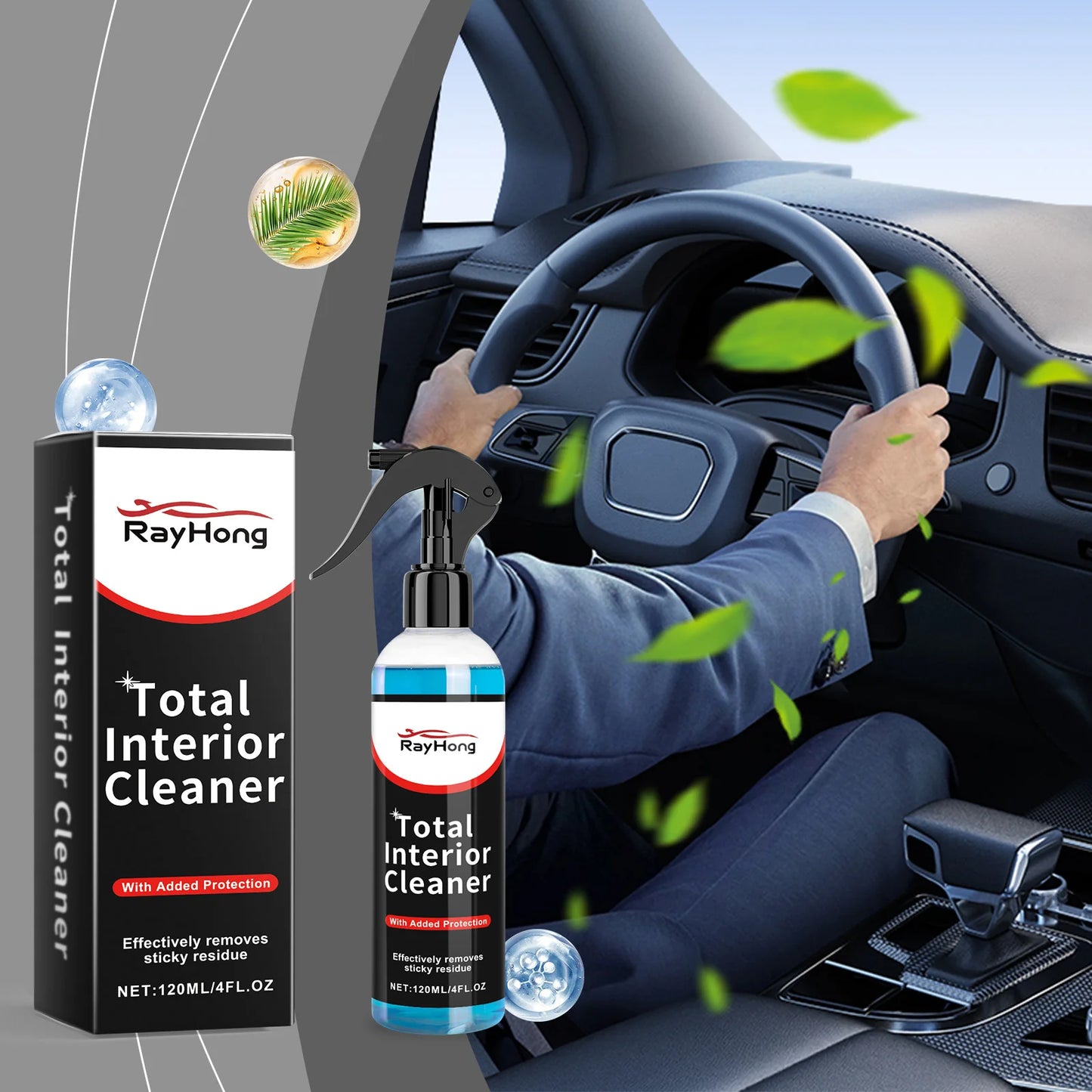 Premium Car Interior Cleaner Spray - Leather Fabric Plastic Cleaner&Protector Auto&Detailing Stain Removal Odor Eliminator Kit