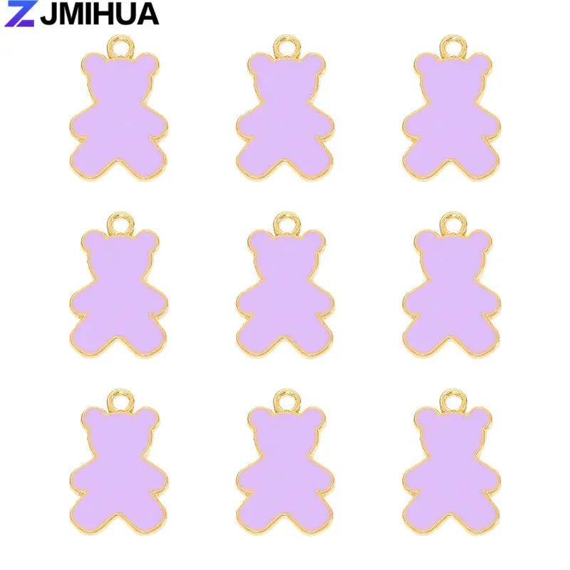 15pcs Enamel Charms Cute Bear Pendants Charms For Jewelry Making Supplies DIY Handmade Earrings Bracelets Findings Accessories