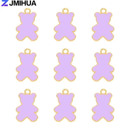 15pcs Enamel Charms Cute Bear Pendants Charms For Jewelry Making Supplies DIY Handmade Earrings Bracelets Findings Accessories
