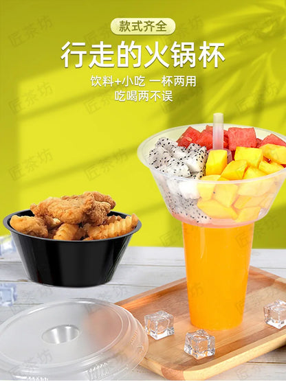 36 Set Disposable Snack Bowl and Drink Cup Set in One for Your Party Takeaway Container for Drink Beverage Transparent  Protest