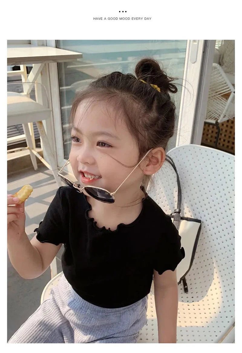 Baby Girls T-shirts for Kids Summer Sleeveless Knitted Tops Vest Outfits Girls Cute Halter Tops Tees Children Clothing 1-12 Year