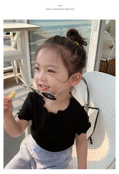 Baby Girls T-shirts for Kids Summer Sleeveless Knitted Tops Vest Outfits Girls Cute Halter Tops Tees Children Clothing 1-12 Year