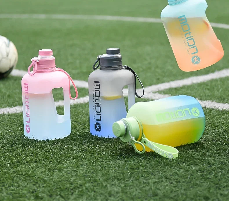 2 Liter Sports Water Bottle With Straw Large Capacity Fitness With Scale Gradient Kettle Outdoor Plastic Portable Water Bottle