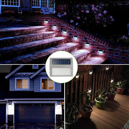 3LED Step Light Stainless Steel Solar Fence Lights Waterproof Outdoor LED Wall Lamps Deck Lights For Stair Garden Fence Patio