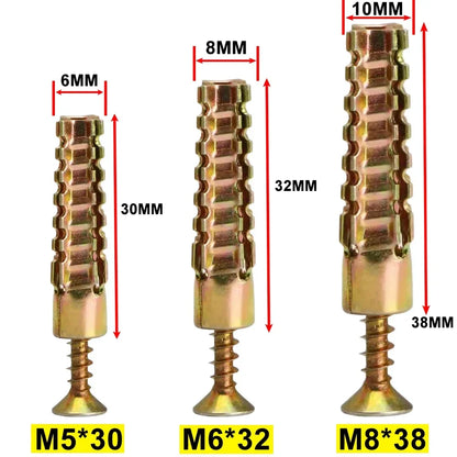 Heavy Duty Steel Wall Anchor with Screws Kit Metal Tube Expansion Self Tapping Screw Drywall Drilling Plug Fastener Bolt Anchors