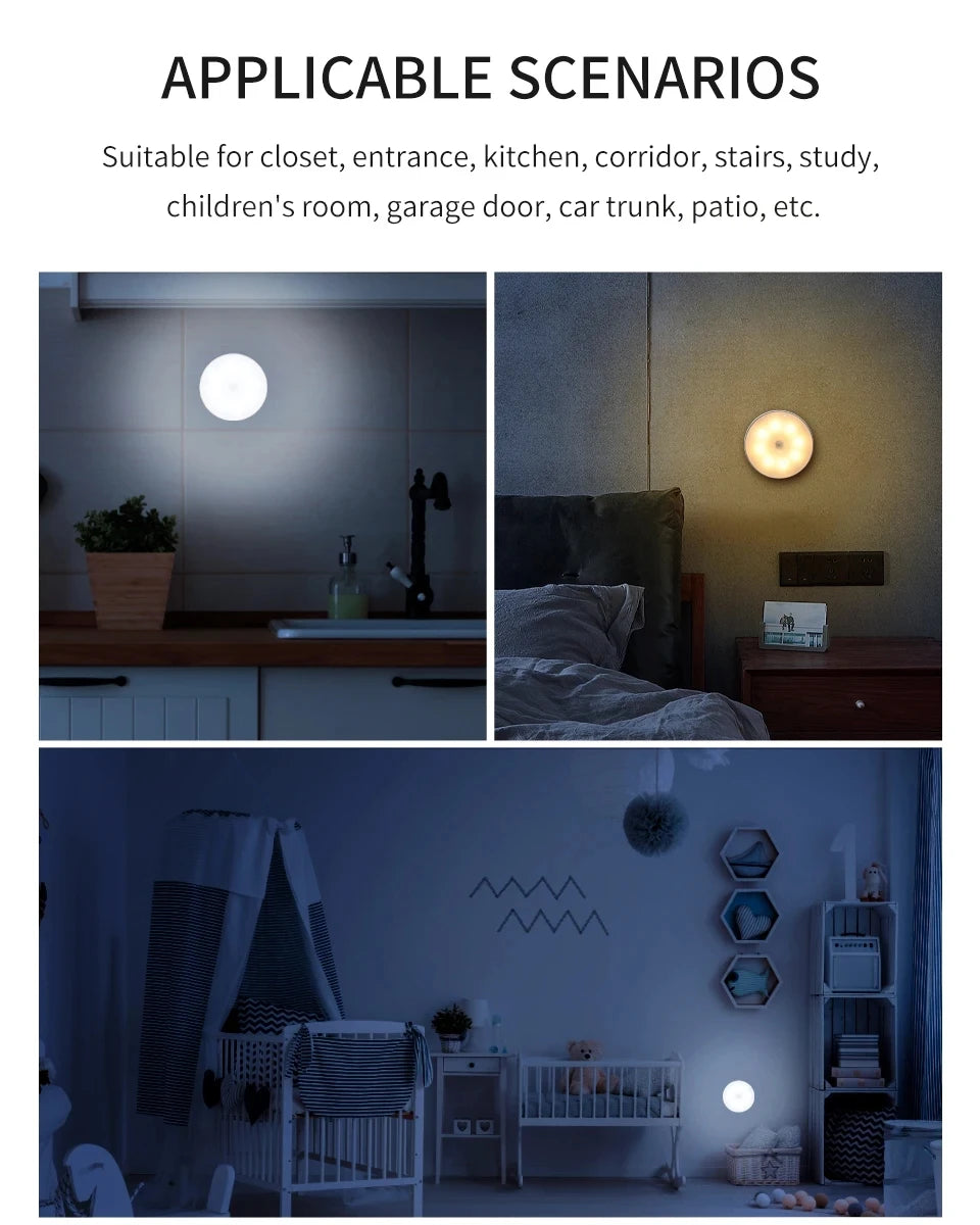 Smart Motion Sensor Light Usb Rechargeable Cabinet Lights Warm Light White Light For Kitchen Stairs Hallway Closet Bedroom Lamp