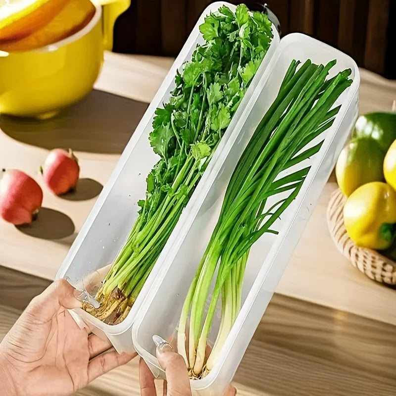 2/4PCS Long Rectangular Food Storage Containers, Plastic Reusable Refrigerator Organizer Boxes Kitchen Accessories